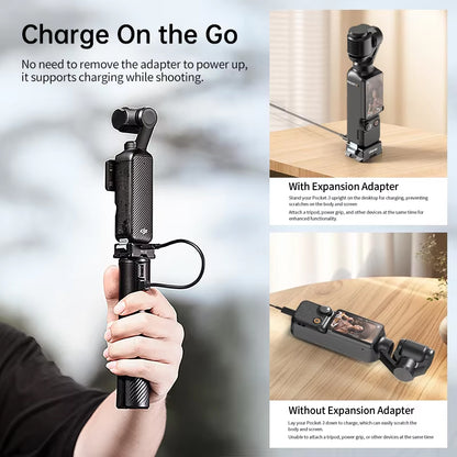 Ulanzi PK-10 2-Prong + 1/4" Mount Adapter for DJI Osmo Pocket 3 Camera - Expansion Base Plate with USB Type C Interface | C029