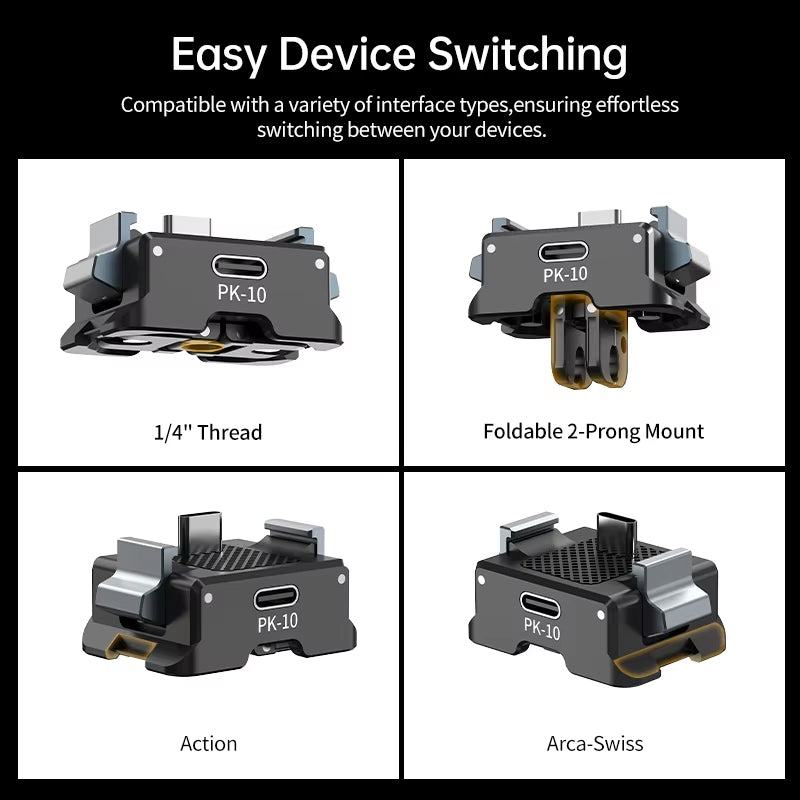 Ulanzi PK-10 2-Prong + 1/4" Mount Adapter for DJI Osmo Pocket 3 Camera - Expansion Base Plate with USB Type C Interface | C029