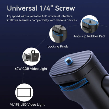 Ulanzi LA03 Universal Light Stand Adaptor and Pistol Handle Grip with 1/4" Screw, 2Kg Max Capacity and 75 Degree Angle Adjustment for Video Light, Umbrella, Softbox | L050GBB1