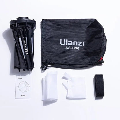 Ulanzi AS-D30 30cm Octagonal Softbox with Mini Bowens Mount Grid, Inner and Front Diffuser, Fabric Grid, Carrying Bag for LT028 40W And LT005 60W Video Light | L083GBB1