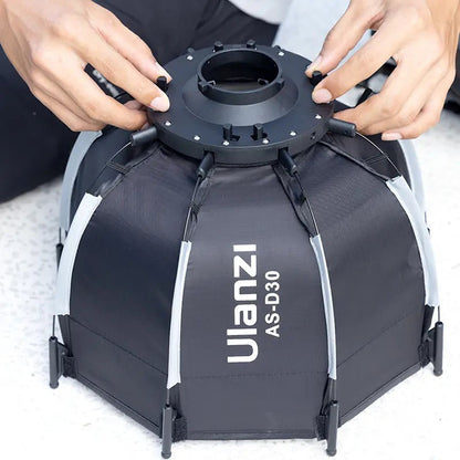 Ulanzi AS-D30 30cm Octagonal Softbox with Mini Bowens Mount Grid, Inner and Front Diffuser, Fabric Grid, Carrying Bag for LT028 40W And LT005 60W Video Light | L083GBB1