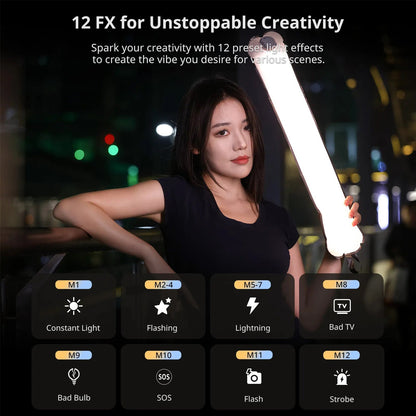 Ulanzi 12W / 20W Bi-Color | RGB Portable Video Light With 2700K to 6500K, Bi-8 Effect, RGB 20 Effects, High-Speed Cooling Fan Type-C Port