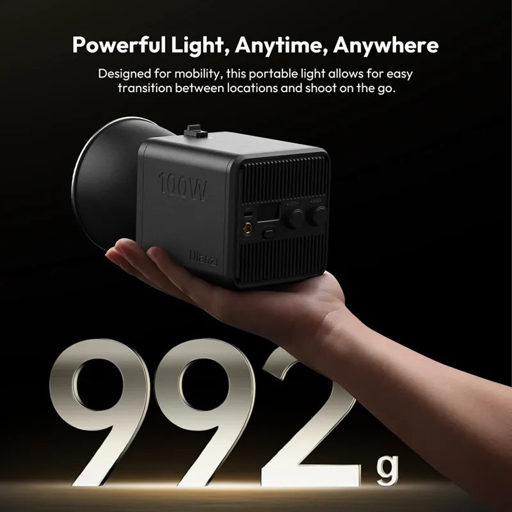 Ulanzi ML100RGB (L125) 100W RGB COB Video Light Mini Bowens Mount with 2700-6500K CCT, 20 Light Effect Presets, 5000mAh Built-In Battery, DC / USB Type-C Charging Ports, LCD Display and Stepless Tuning Knobs for Lighting Studio Equipment