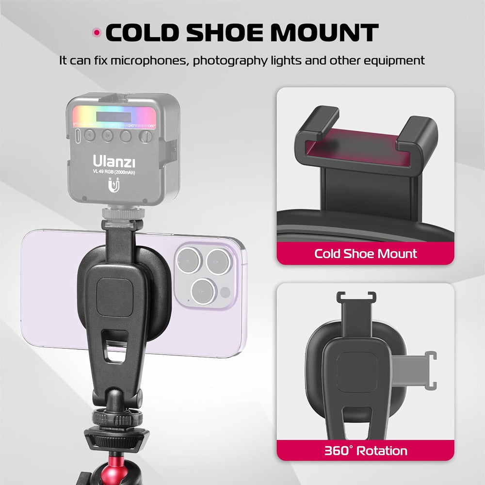 Ulanzi MA23 Magnetic Phone Mount Holder with 1/4" Threaded Hole, Hot Shoe Plate, Cold Shoe Mount for iPhone 12 / 13 / 14 / 15 Plus Pro Max MagSafe Smartphone - Mobile Phone Parts & Accessories  | M015GBB1