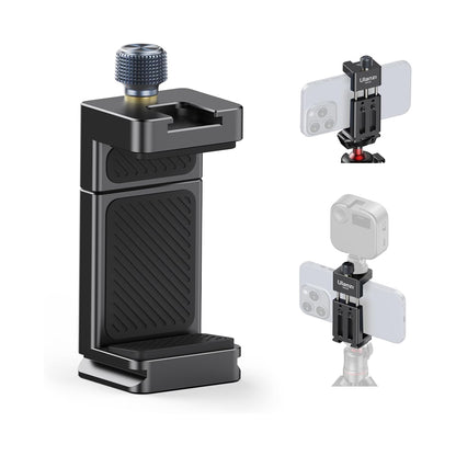 Ulanzi MA33 Arca-Type Phone Holder with Dual Cold Shoe Mount and Multiple 1/4" Attachment Holes for iPhone and Smartphones (60mm-95mm)