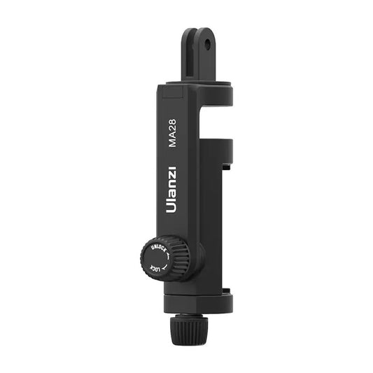 Ulanzi MA28 Smartphone Holder with GoPro Style Mount for Action Camera Tripod, Selfie Stick, Handle Grip, Suction Cup, and Chest Strap, Cold Shoe Mount for Video Light, Microphone, and Other Camera Accessory