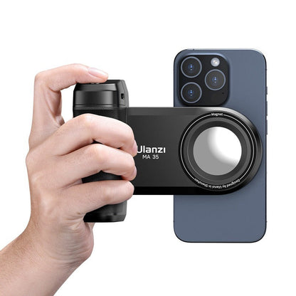 Ulanzi MA35 MagSafe Smartphone Camera Type Grip with Detachable Bluetooth Shutter Button, Selfie Mirror, Cold Shoe Mount, 1/4" Attachment Thread for iPhone and Android Phones