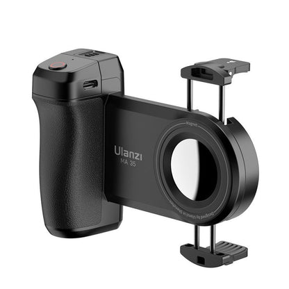 Ulanzi MA35 MagSafe Smartphone Camera Type Grip with Detachable Bluetooth Shutter Button, Selfie Mirror, Cold Shoe Mount, 1/4" Attachment Thread for iPhone and Android Phones