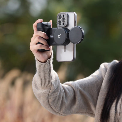 Ulanzi MA35 MagSafe Smartphone Camera Type Grip with Detachable Bluetooth Shutter Button, Selfie Mirror, Cold Shoe Mount, 1/4" Attachment Thread for iPhone and Android Phones