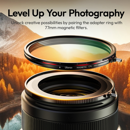 Ulanzi MF01 1/4 HD MRC / 67mm / 72mm / 77mm Magnetic Lens Filter Adapter Ring with Threaded Back Frame and Locking Knob, Sturdy Aluminum Material, Wide Compatibility Range for Camera Photo Video | F201 F202 F203 F205