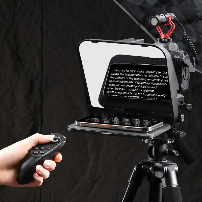 Ulanzi RT01 Universal Teleprompter for 6" Smartphone and Tablet with Bluetooth Remote Control, Phone Clip, Camera Lens Adapter, 3-In-1 Shooting Mode, 1/4" Screw Hole for Desk Stand, Tripod, Light Stand | R004GBB1