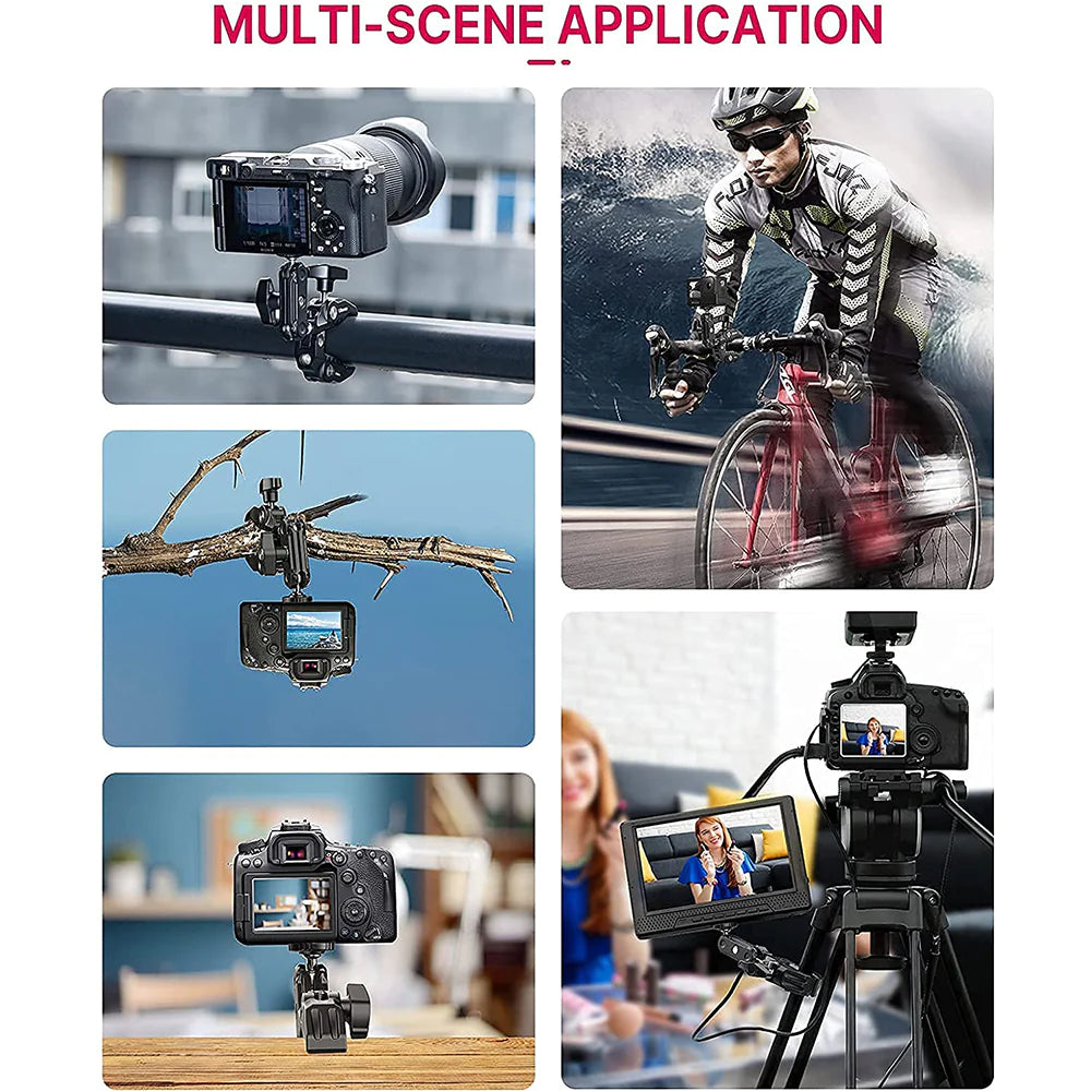 Ulanzi R094 Super Clamp with 360° Dual Mini Ball Head Arm, 0.5 to 2.4" Clamping Capacity, 1/4"-20 & 3/8"-16 Mounting Screws for Phone Clip, GoPro Mount, DSLR, SLR, Mirrorless, Action Camera | 2638