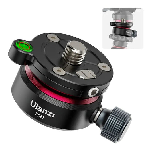 Ulanzi TT37 Mini Levelling Base for Tripod / Monopod Head Aluminum Alloy with Bubble Level, Max 5kg Load Capacity, 3/8"-16 Top and Bottom Thread Mounts, Anti Slip and Upgraded Locking System Design for Photography Videography