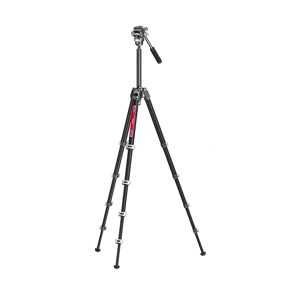 Ulanzi TT09 VideoGo Carbon Fiber Camera Tripod with Arca-Swiss / F38 Quick Release System Panoramic Ball Heads, 142cm Maximum Working Height, 5-Section Extendable Legs with Lever Locks, Detachable Center Column, Integrated Leveling Bowl