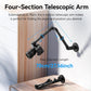 Ulanzi ZJ04 Overhead Magic Arm Wall Mount with 4-Section Adjustable Length Up to 98cm, 360° Ball Head, 180° Toothed Joints, and 1/4" Mount for Cameras, Video Lights, and Microphones for Live Streaming, Photography, and Vlogging