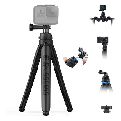 Ulanzi JJ-01 Go Quick II Magnetic Flexible Camera Tripod with Quick Release Action Camera Mount and 1/4"-20 Adapter for GoPro DJI Insta360 and Smartphone Holders | T121GBB1