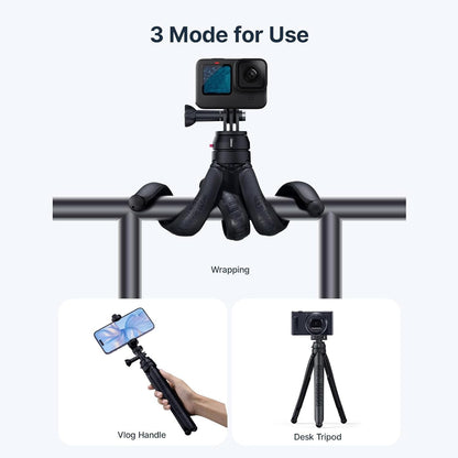 Ulanzi JJ-01 Go Quick II Magnetic Flexible Camera Tripod with Quick Release Action Camera Mount and 1/4"-20 Adapter for GoPro DJI Insta360 and Smartphone Holders | T121GBB1