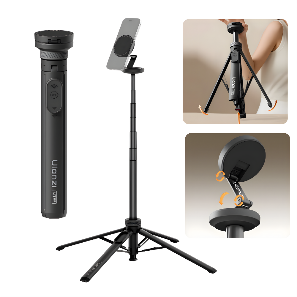 Ulanzi MT85 Automatic Snap Magnetic Phone Tripod Selfie Stick with 10M Bluetooth Remote Control