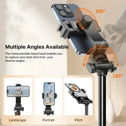 Ulanzi TB64 TB64Z Aluminum Camera Tripod with Smartphone Holder and Remote (Optional Purchase) for Live Streaming, Vlogging, Video Content Creation, Photography, or Serve as Light Stand | T115GBB1 T126USB1
