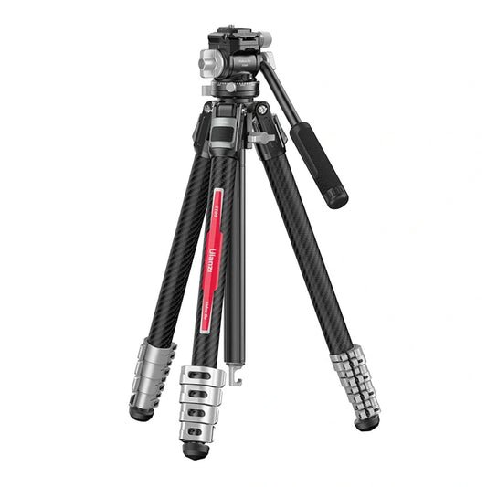 Ulanzi TT09 VideoGo Carbon Fiber Video Tripod with Falcam F38 Arca-Swiss Quick Release Plate, Panoramic Ball Head, Integrated Leveling Bowl, 360° Pan / -50° to +60° Tilt, 142cm Max. Height for DSLR, SLR, Mirrorless, Video Camera