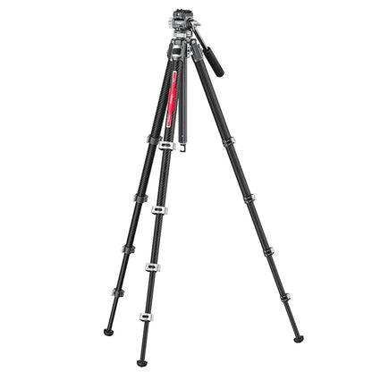 [CLEARANCE] Ulanzi TT09 VideoGo Carbon Fiber Video Tripod with Falcam F38 Arca-Swiss Quick Release Plate, Panoramic Ball Head, Integrated Leveling Bowl, 360° Pan / -50° to +60° Tilt, 142cm Max. Height for DSLR, SLR, Mirrorless, Video Camera