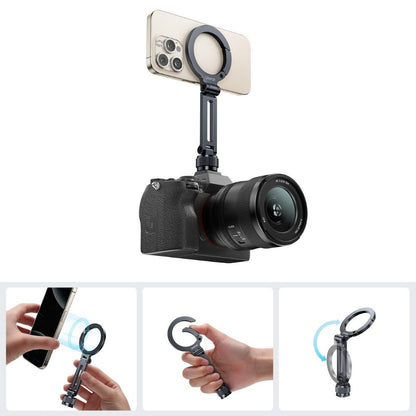 Ulanzi MA07 Magnetic Compact Phone Holder with Clip-On Design, Universal 1/4" & Cold Shoe Mount to Camera, Tripods, Selfie Stick for Dual-Screen Shooting, Interviews, BTS, Selfie and Live Streaming | M084