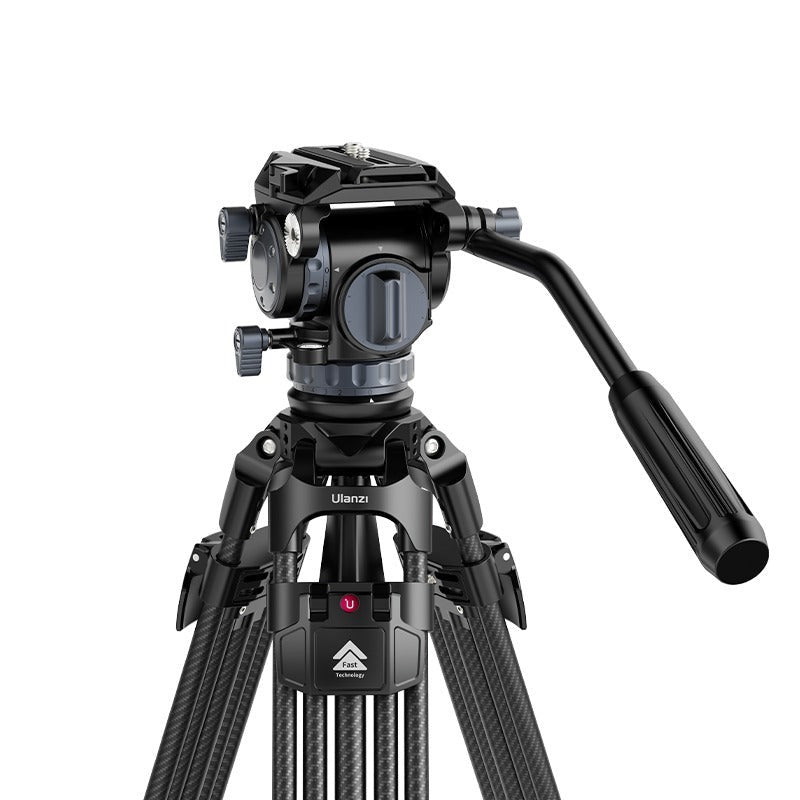 Ulanzi VideoFast Heavy-Duty Tripod with Fluid Head & Manfrotto Quick Release Plate - Carbon Fiber/Aluminum Legs, 360° Panning, +90°/-45° Tilting, 164cm Max Height, 25kg Load Capacity for Digital Cameras & Video Camcorders