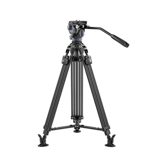 Ulanzi VideoFast Heavy-Duty Tripod with Fluid Head & Manfrotto Quick Release Plate - Carbon Fiber/Aluminum Legs, 360° Panning, +90°/-45° Tilting, 164cm Max Height, 25kg Load Capacity for Digital Cameras & Video Camcorders