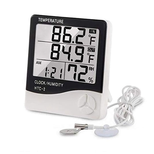 EagleTech HTC-2 Version 2 Digital LCD Temperature Humidity Meter Clock Hygrometer Thermometer Indoor and Outdoor