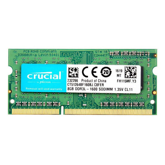 Crucial 8GB Single DDR3L 1600 SODIMM CL11 1.35V Laptop Memory Ram