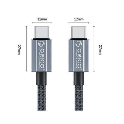 ORICO GQA60 (1m) USB Type C to USB Type C Fast Charging Data Cable Type C 20V/3A PD 60W, 480Mbps Transmission Rate, Type C Nylon-Braided Aluminum Alloy for Smartphones, MacBook, Tablet, PC