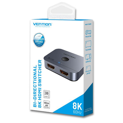 Vention Bi-Directional 8K 60Hz HDMI USB-C Switcher Splitter 2 in 1 out / 1 in 2 out with One Button Switching, Support 3D, Dynamic HDR, Up to 120Hz Refresh Rate, and 48Gbps Data High Speed for TV, Monitor, Projector | AKPH0