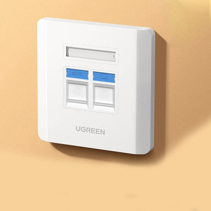 [CLEARANCE] UGREEN Dual Port Network and Telephone Wall Plate LAN / RJ45 / RJ11 Female to Female Keystone Wall Coupler Plate | 80182