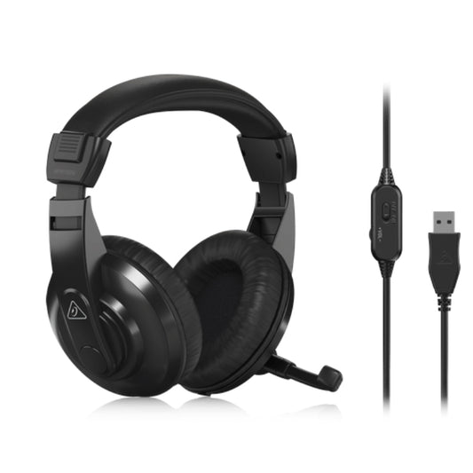 Behringer HPM1100U Multi-purpose USB Stereo Headset with Built-in Controls for Volume & Muting, Ultra-comfortable Adjustable Headband & Top-Notch Ear Cushions, Rotatable Boom Mic, 2m Cable Length, 20Hz to 20khz Frequency Range