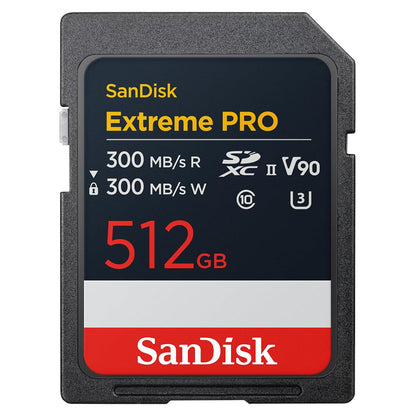 SanDisk Extreme Pro UHS II SDXC V90 U3 SD Memory Card with 300MB/s Read and 260 / 300MB/s Write Speed, Uninterrupted Cinema-Quality 8K, 4K, Full HD Video Support |512GB | JG Superstore