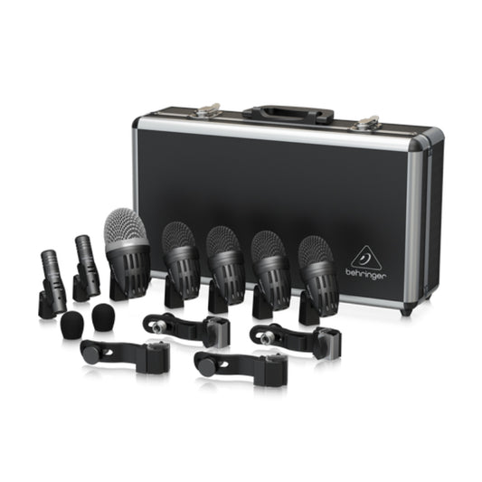 Behringer BC1500 Premium 7-Piece Drum Microphone Set with C112 Dynamic Kick Mic, 4x TM1500 Dynamic Tom/Snare Mics, 2x CM1500 Condenser Cymbal Mics, Hoop Clips for Studio and Live Applications