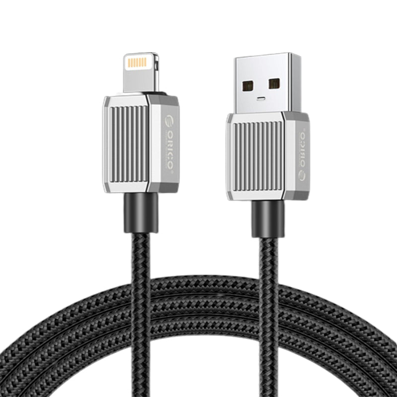 ORICO GQZ12 (1m / 1.5m / 2m) USB-A to Lightning Fast Charging Data Cable 5V/2.4A PD 12W, 480Mbps Transmission Rate, Nylon-Braided Zinc Alloy  for iPhone, iPad, Air Pods