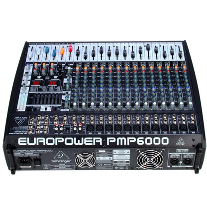 [CLEARANCE] Behringer EuroPower PMP6000 1600W 20-Channel Powered Mixer with Built-in Dual Multi-FX Processor & FBQ Feedback Detection System, 60mm Throw Faders, 12 XLR 2 RCA 1/4" (Mono), 20 TRS, 2 speakON, 2 Post FC, 2 Pre Monitor, 1/4" Headphones
