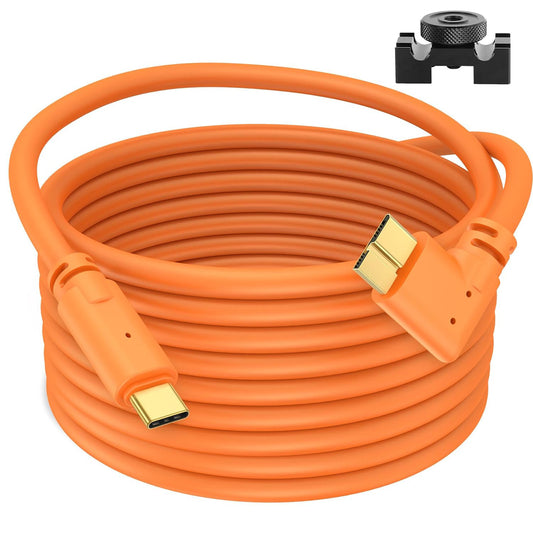 PXEL Tether USB Type-C to Right Angle Micro B Male to Male Gold Plated 3M 5M 8M 10M DSLR / Mirrorless Camera Cable for Nikon Nikon D5, D500, Canon 5DS, EOS 7D  Mark II, FUJIFILM X-H1, X-T2, XT-50, GFX 50 S and PC Computer Laptop