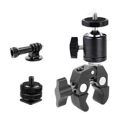 Pxel AA-SC1 AA-SC2 Power Clamp Crab Claw C-Clamp with 360° Ball Head, 1/4" Screw, 2 Prong Action Camera Adapter and Cold Shoe Mount for LED Lights, Camera Mounting, Tripods and Light Stands for Studio Photography