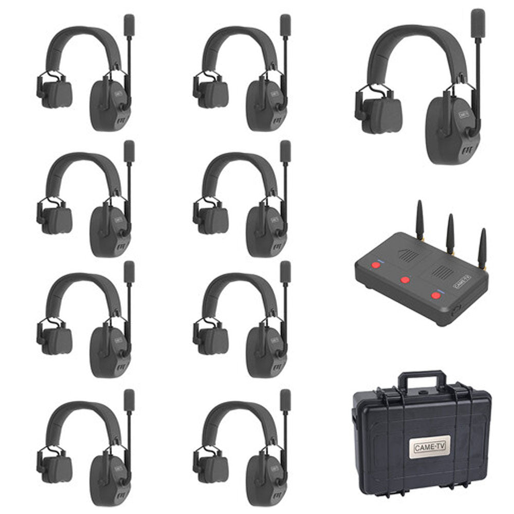 CAME-TV Kuminik8 Full-Duplex Wireless DECT Intercom System Single-Ear Headset EU (1.78 - 1.93 Ghz) with Up to 1500ft/450m 2-Way Working Distance, 10 hours Master Headset & 13 hours Remote Headset Battery Life, IP63 Dust and Water Resistant
