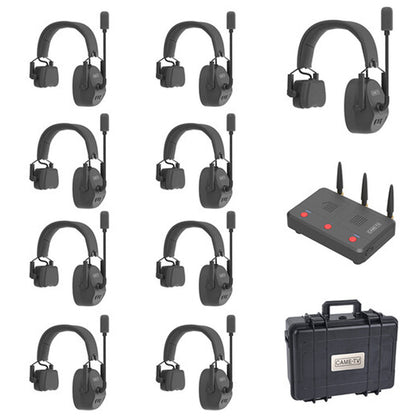 CAME-TV Kuminik8 Full-Duplex Wireless DECT Intercom System Single-Ear Headset EU (1.78 - 1.93 Ghz) with Up to 1500ft/450m 2-Way Working Distance, 10 hours Master Headset & 13 hours Remote Headset Battery Life, IP63 Dust and Water Resistant