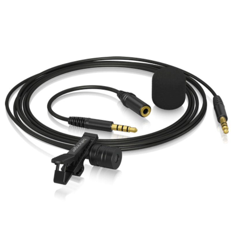 Behringer BC LAV GO Professional-Grade Condenser Lavalier Microphone for Mobile Devices with 3.5mm TRS Cable & 3.5mm TRRS Adapter, 1.2m Cable, Unidirectional, 50Hz-20kHz Frequency Response, Shirt clip, Windscreen & Carry Pouch Included