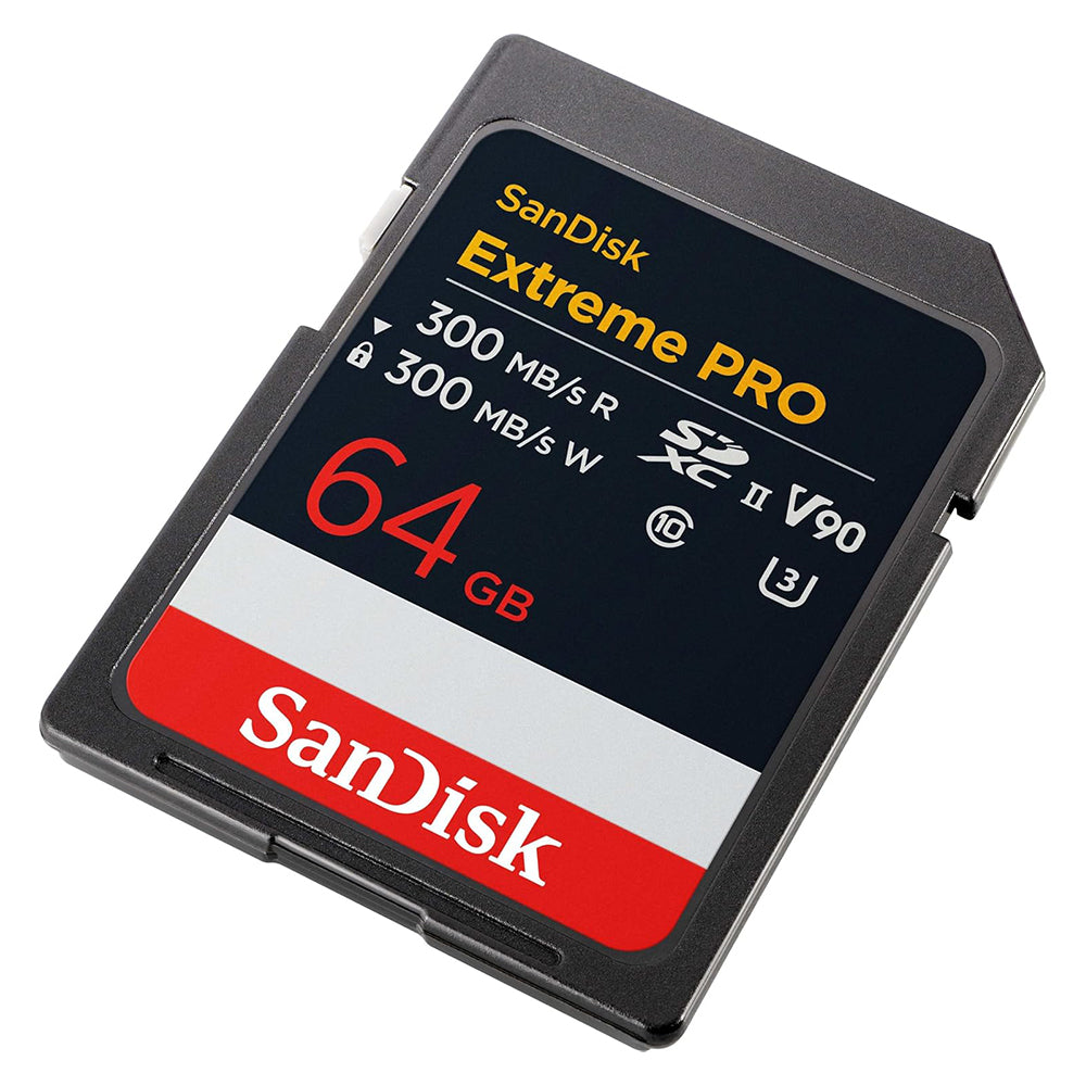 SanDisk Extreme Pro UHS II SDXC V90 U3 SD Memory Card with 300MB/s Read and 260 / 300MB/s Write Speed, Uninterrupted Cinema-Quality 8K, 4K, Full HD Video Support | 64GB 128GB 256GB