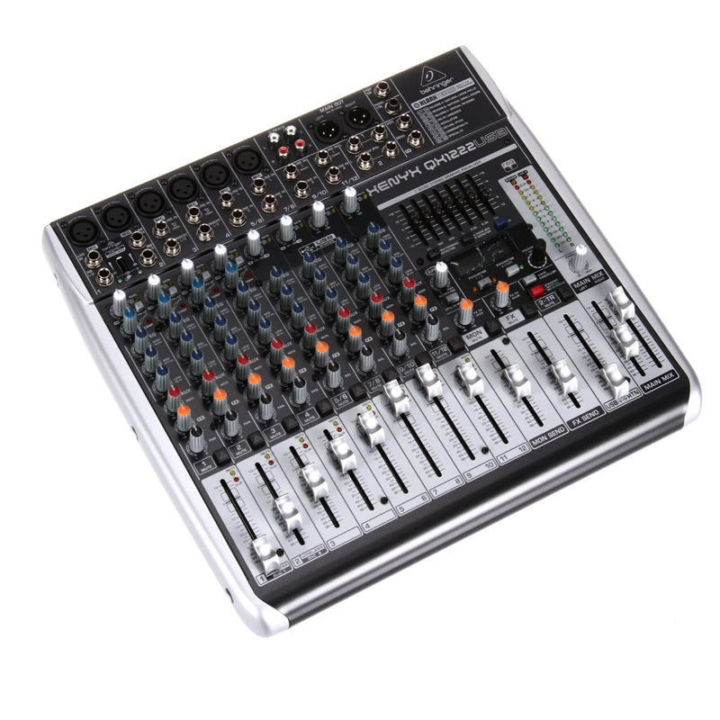 Behringer XENYX QX1222 Premium Low-Noise 16-Input 2/2-Bus High-Headroom Analog Mixer with XENYX Mic Preamps and Compressors, Klark Teknik Multi-FX Processor, Wireless Option, USB/Audio Interface, 7-Band Stereo Graphic EQ