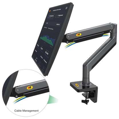North Bayou G45 Full Swivel Desktop 22-40" Monitor Arm Stand w/ Gas Spring, C-Clamp & Grommet Mount