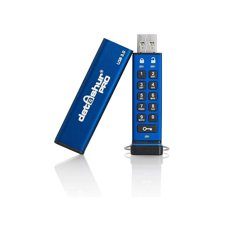 iStorage PRO datAshur 32GB | 64GB |128GB 256-bit AES Encrypted USB 3.2 Flash Drive with Password Protection, PIN-Protected with Alphanumeric Keypad, 139 MB/s Max. Read Speed, 43 MB/s Max, Write Speed | IS-FL-DA3-256