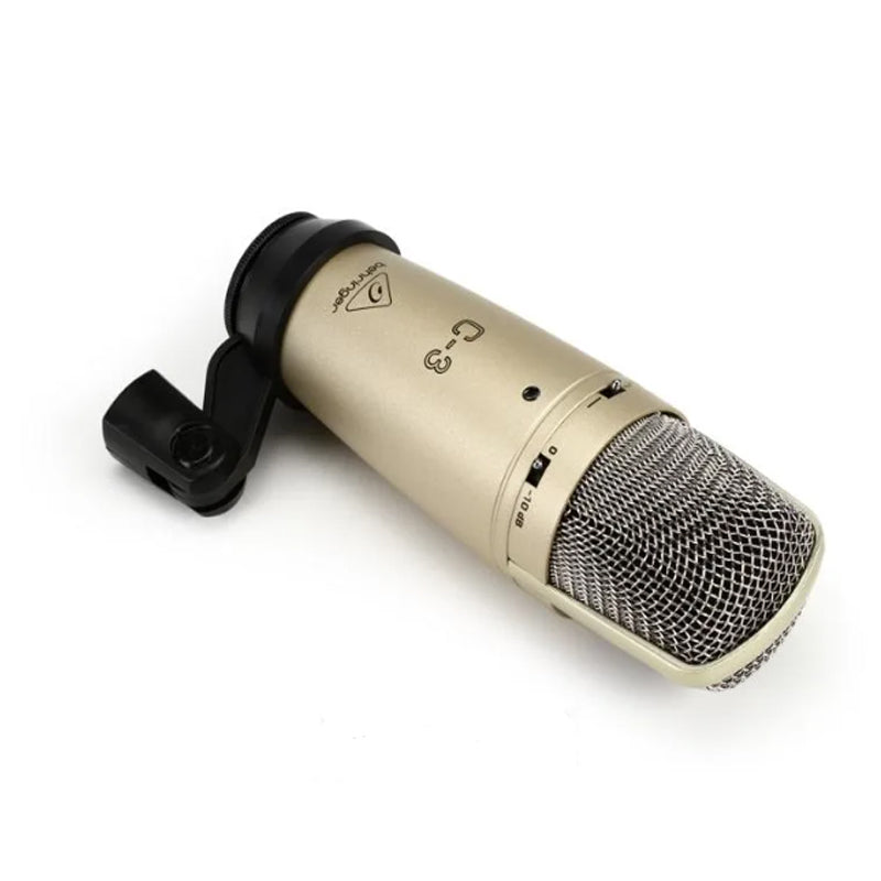 Behringer C-3 Medium Dual-Diaphragm Studio Condenser Microphone with Cardioid, Omnidirectional & Figure-eight Pickup Patterns, Swivel Stand Mount Included, Ultra-Low Noise, Switchable -10dB Pads, 3-Pin XLR, 40Hz to 18kHz Frequency Response