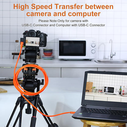 Pxel Tether USB Type-C Right Angle to Straight Camera Cable for PCs, Computer Desktops & Laptops (Windows Only) & Sony, Canon, FUJIFILM, Nikon, Panasonic Lumix Cameras with USB-C Port for Photography