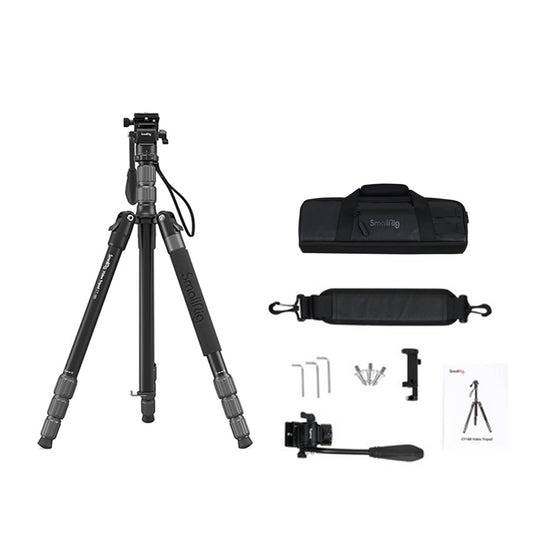 SmallRig CT180 4-Section Video Tripod with Mini Fuild Head and Detachable Monopod, 71" Max Height and Quick Release Arca Level, 15Kg Max Payload and Friction Knobs for Photography ,Videographers, and Digital SLR Cameras | 3760B